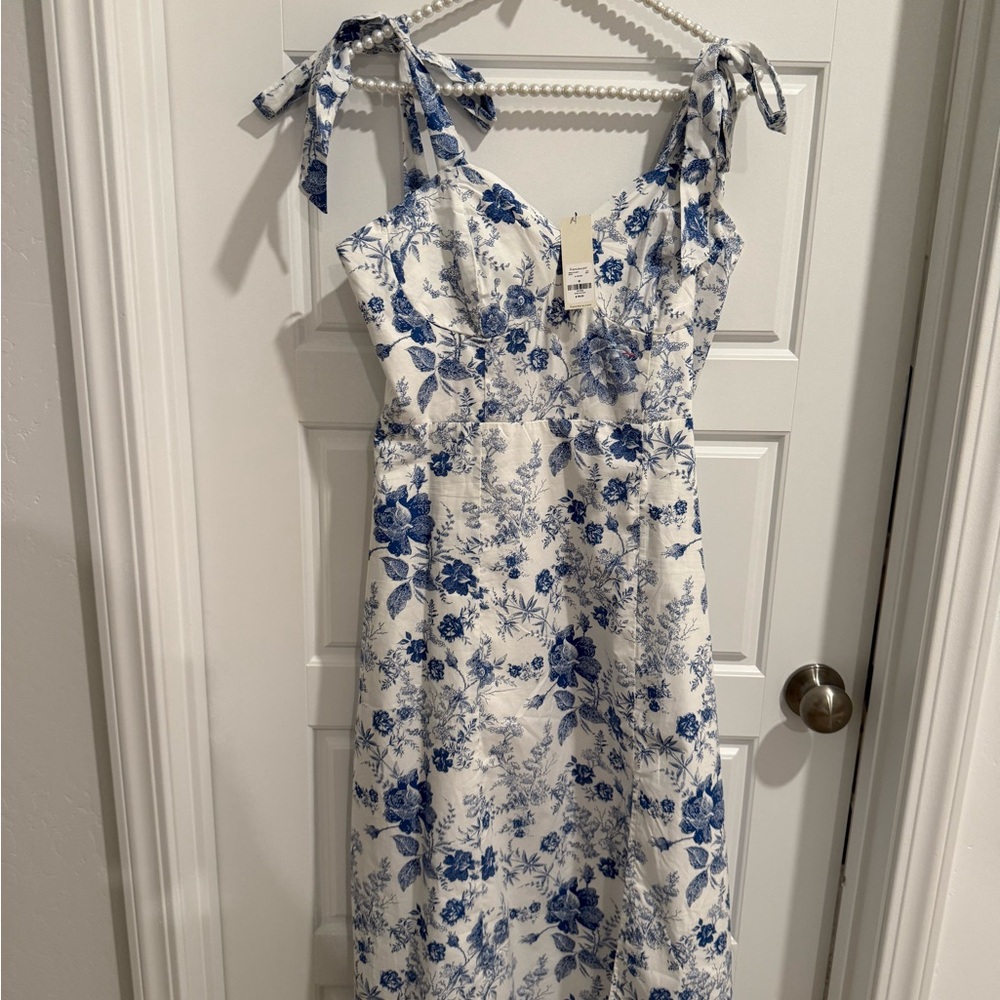 Floral Blue and White Dress